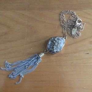 Charming Charlie gray and gold druzy necklace